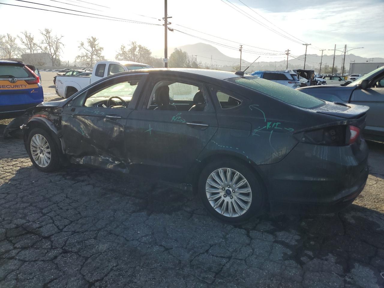 2014 Ford Fusion VIN 3FA6P0SU5ER256752 Copart auction photo, side / front end damage thumbnail 2