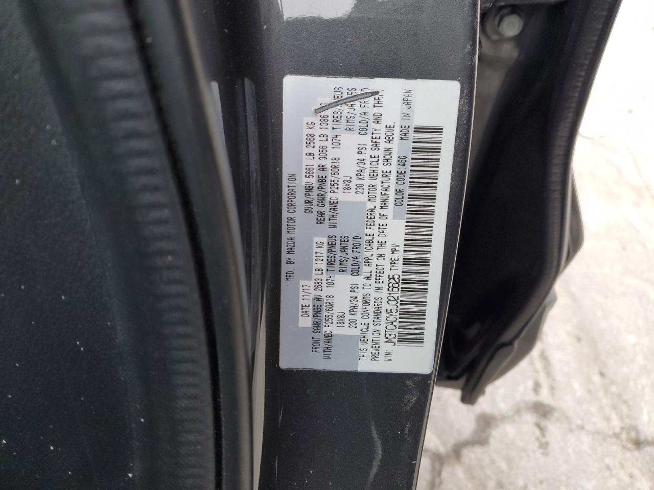 2018 Mazda CX-9 VIN JM3TCACY5J0216625 Copart auction photo, all over damage thumbnail 13