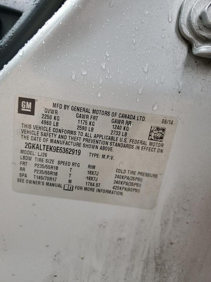 2014 GMC Terrain VIN 2GKALTEK9E6362919 Copart auction photo, rear end damage thumbnail 15
