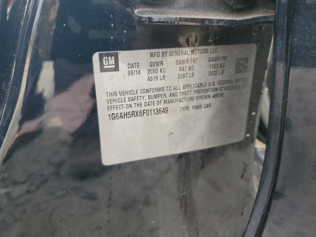 2015 Cadillac ATS VIN 1G6AH5RX6F0113649 Copart auction photo, front end damage thumbnail 12