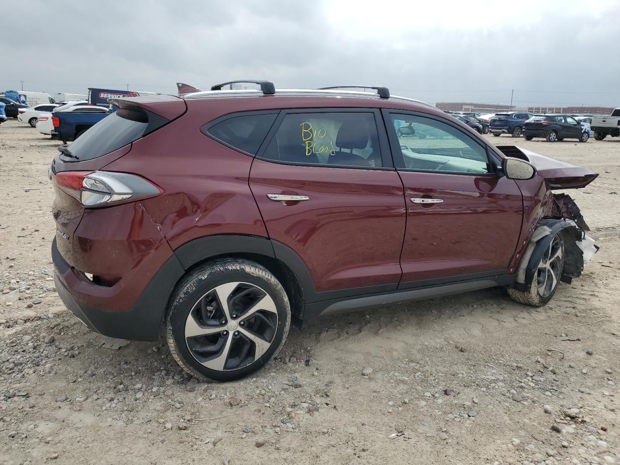 2016 Hyundai Tucson VIN KM8J33A28GU211264 Copart auction photo, front end / side damage thumbnail 3