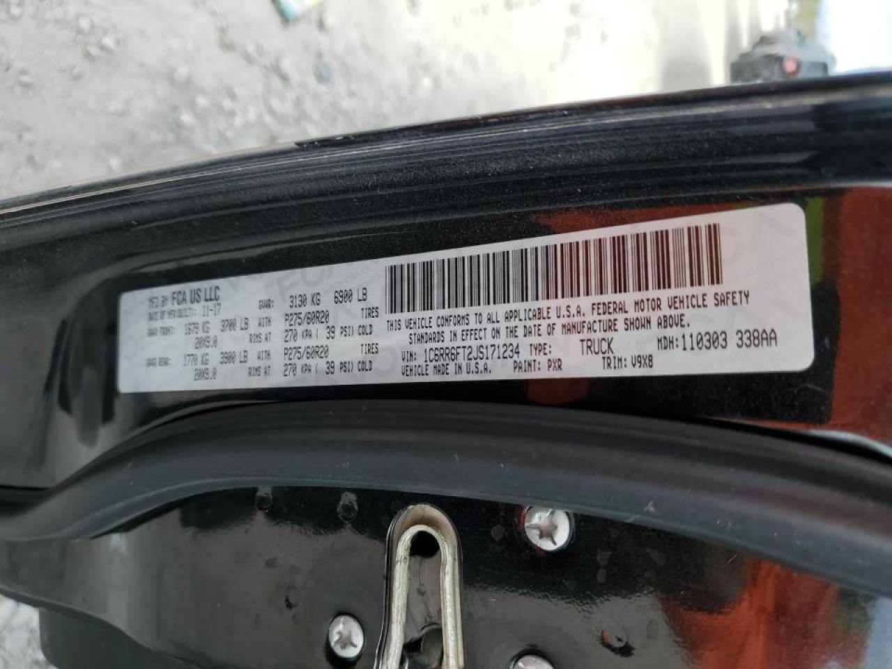 2018 RAM 1500 VIN 1C6RR6FT2JS171234 Copart auction photo, front end / minor dent/scratches damage thumbnail 13
