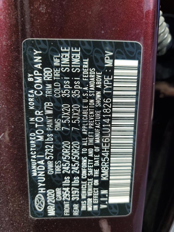 2020 Hyundai Palisade VIN KM8R54HE6LU141826 Copart auction photo, front end / side damage thumbnail 13
