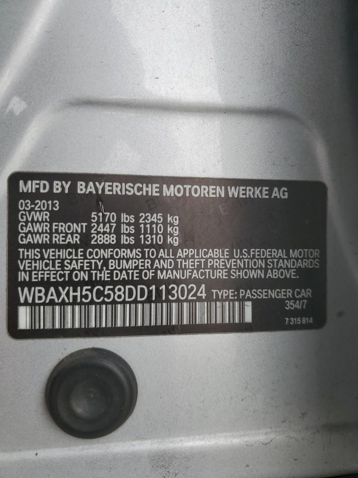 2013 BMW 5er VIN WBAXH5C58DD113024 Copart auction photo, side damage thumbnail 15