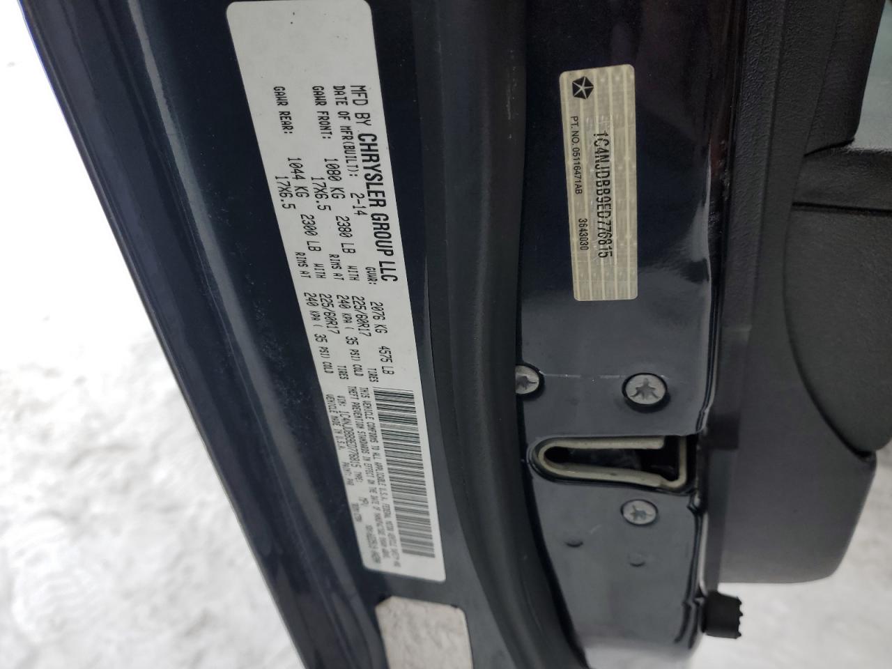 2014 Jeep Compass VIN 1C4NJDBB9ED776815 Copart auction photo, front end damage thumbnail 13