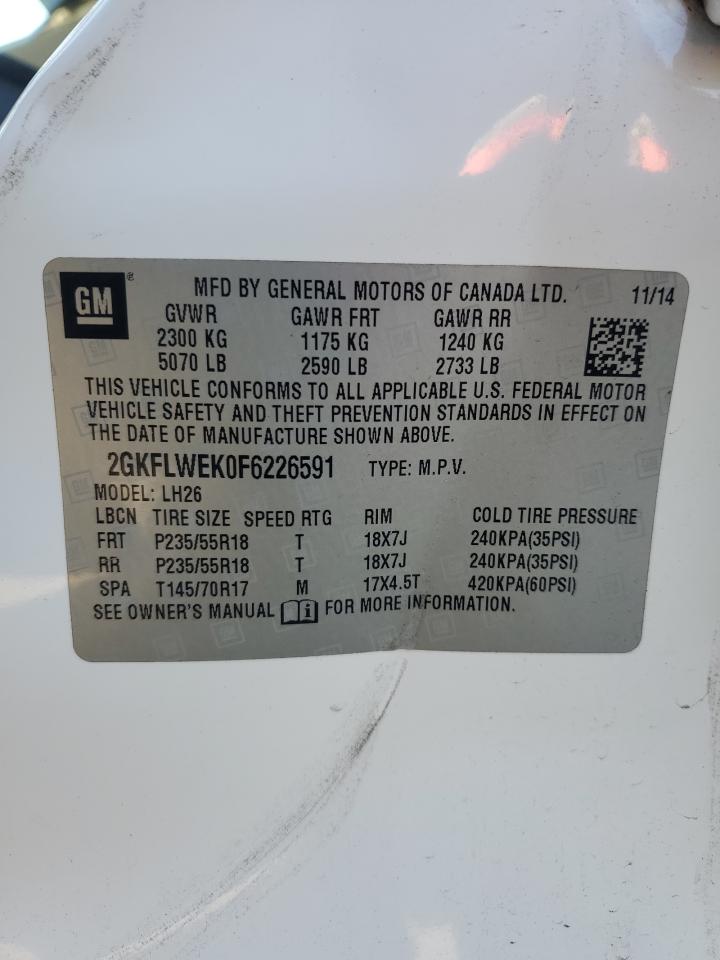 2015 GMC Terrain VIN 2GKFLWEK0F6226591 Copart auction photo, side damage thumbnail 14