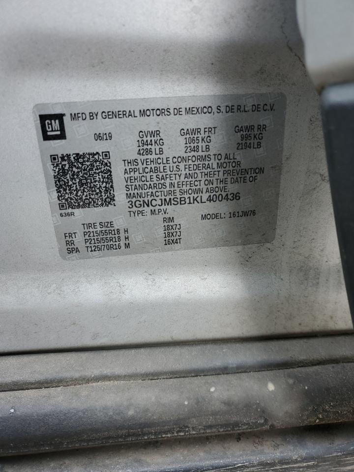 2019 Chevrolet Trax VIN 3GNCJMSB1KL400436 Copart auction photo, front end damage thumbnail 16