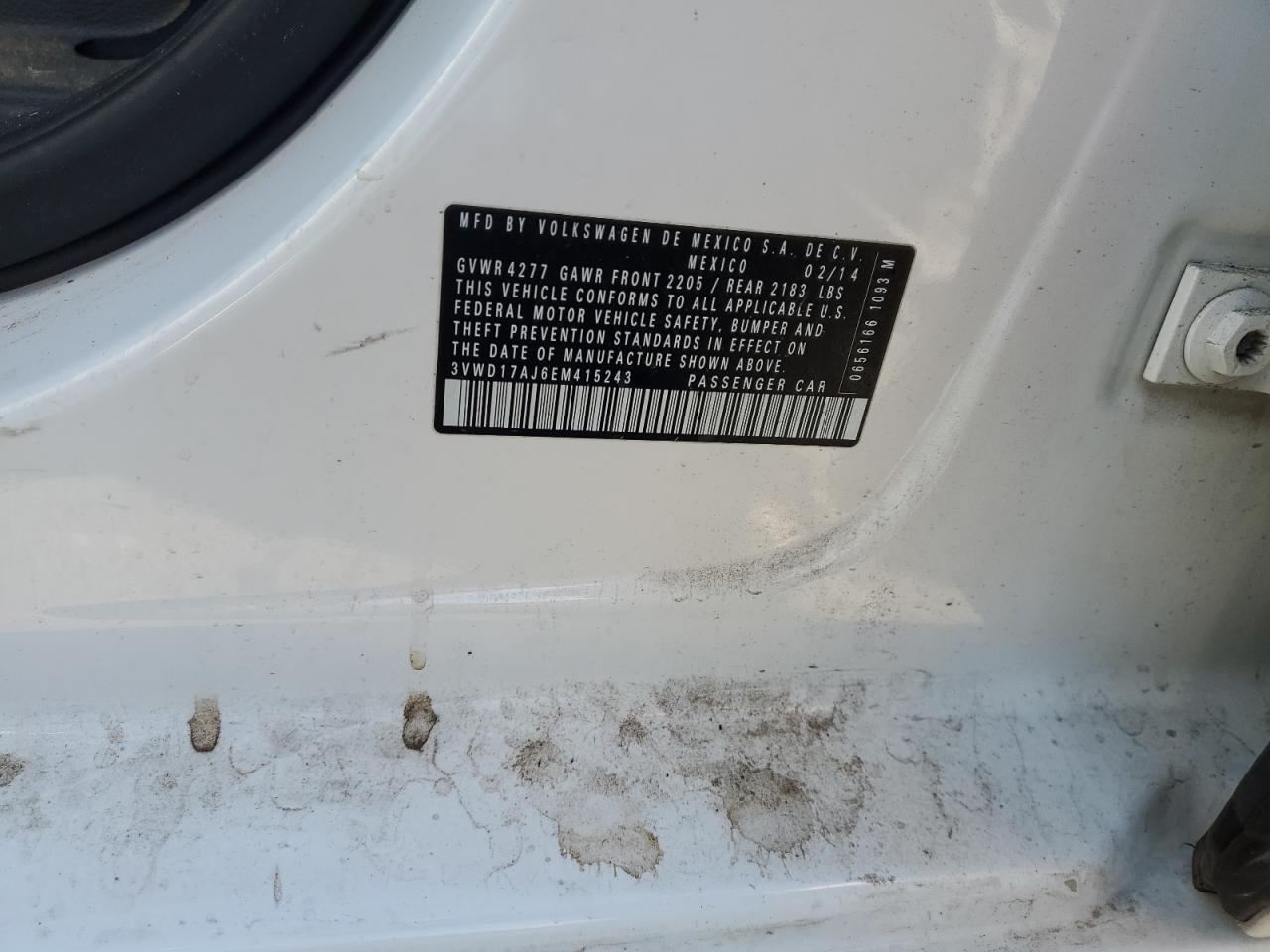 2014 Volkswagen Jetta VIN 3VWD17AJ6EM415243 Copart auction photo, front end / mechanical damage thumbnail 13