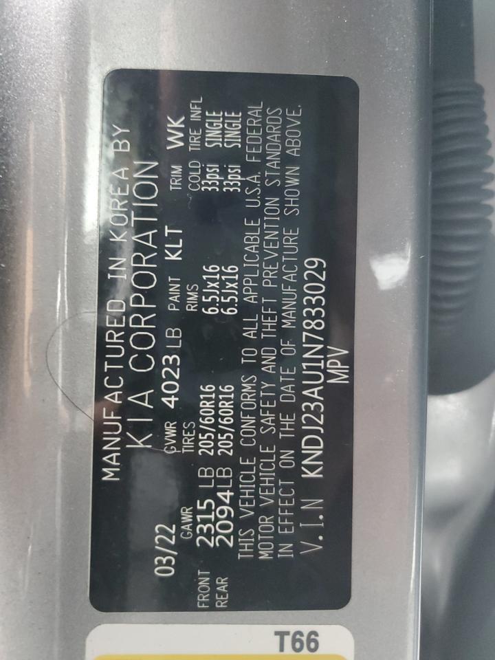 2022 KIA Soul VIN KNDJ23AU1N7833029 Copart auction photo, side damage thumbnail 13