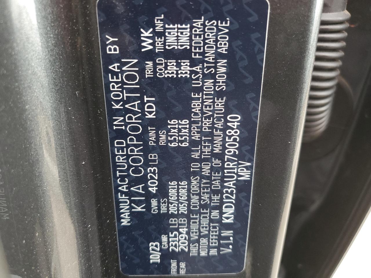 2024 KIA Soul VIN KNDJ23AU1R7905840 Copart auction photo, front end damage thumbnail 13