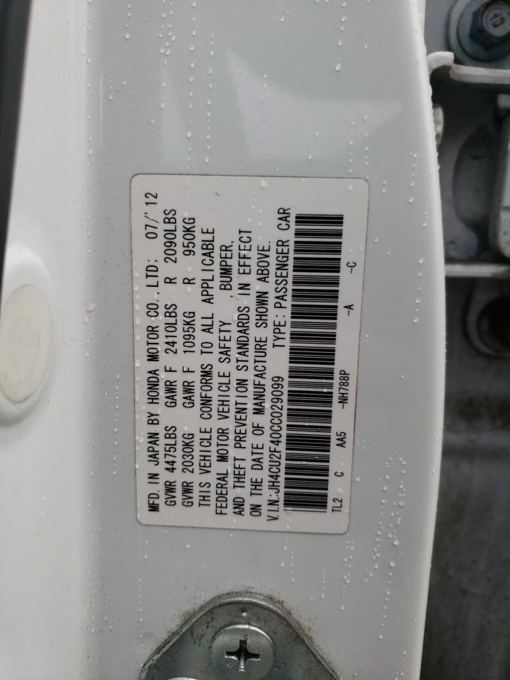 2012 Acura TSX VIN JH4CU2F40CC029099 Copart auction photo, front end / side damage thumbnail 12