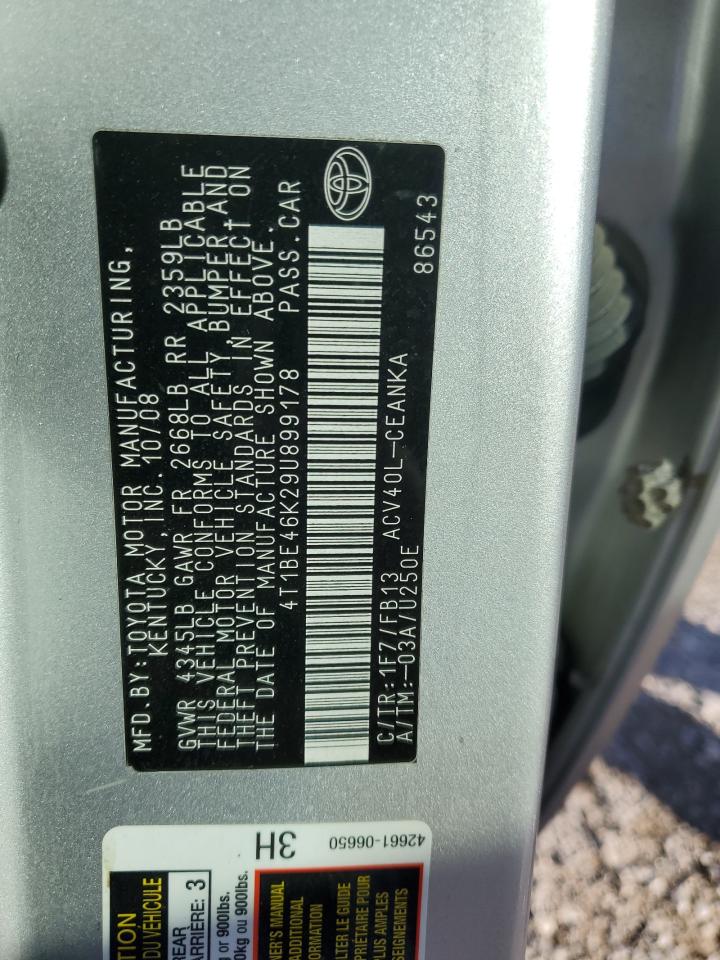 2009 Toyota Camry VIN 4T1BE46K29U899178 Copart auction photo, front end damage thumbnail 12