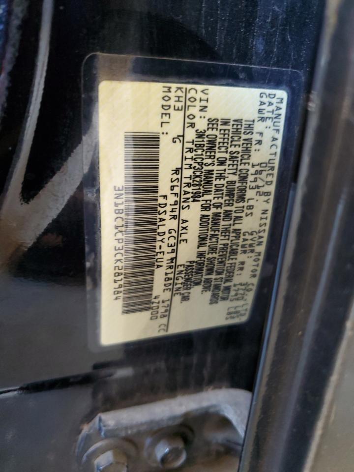 2012 Nissan Versa VIN 3N1BC1CP3CK281984 Copart auction photo, front end / side damage thumbnail 13