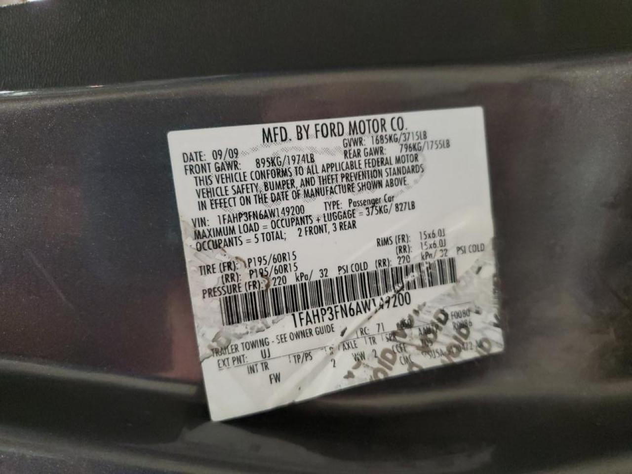 2010 Ford Focus VIN 1FAHP3FN6AW149200 Copart auction photo, front end / rear end damage thumbnail 12