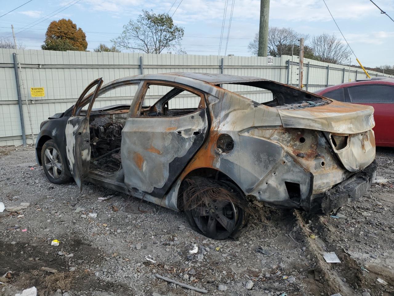 2012 Hyundai Elantra VIN KMHDH4AE4CU261345 Copart auction photo, burn damage thumbnail 2