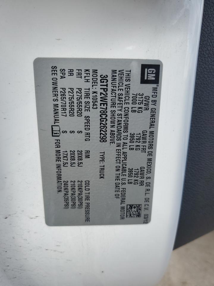 2012 GMC Sierra VIN 3GTP2WE78CG262298 Copart auction photo, front end / rear end damage thumbnail 13