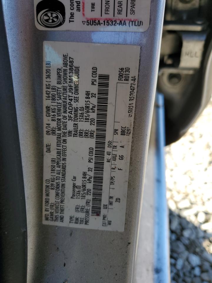 2015 Ford Fiesta VIN 3FADP4TJ9FM138687 Copart auction photo, side / front end damage thumbnail 12