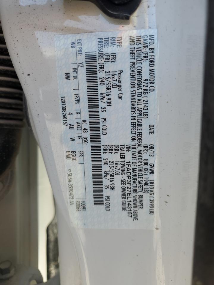 2014 Ford Focus VIN 1FADP3F27EL143157 Copart auction photo, front end damage thumbnail 12