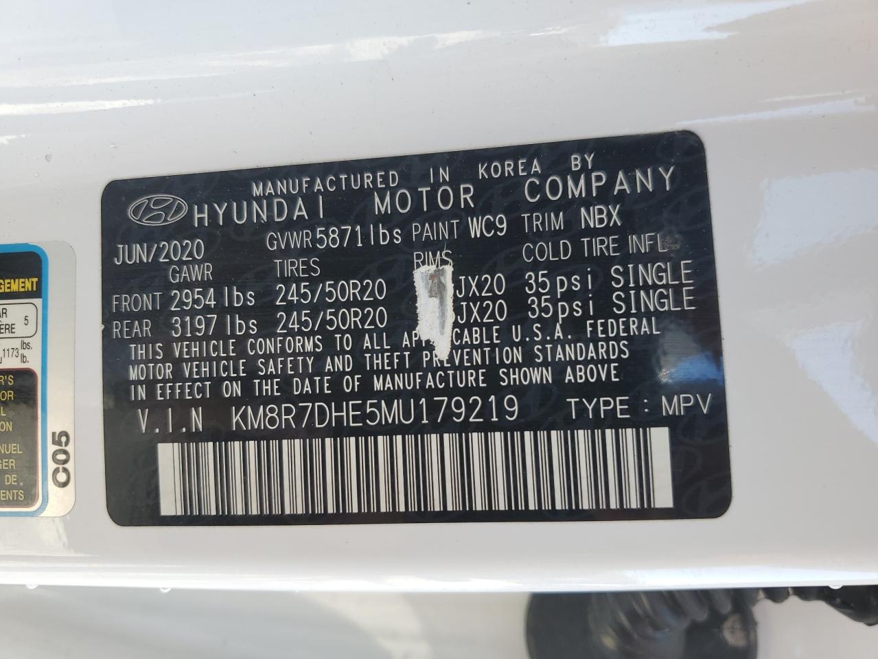 2021 Hyundai Palisade VIN KM8R7DHE5MU179219 Copart auction photo, side damage thumbnail 13