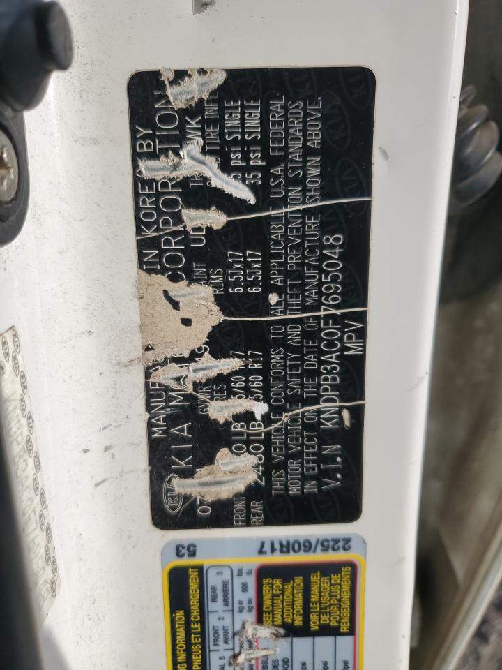 2015 KIA Sportage VIN KNDPB3AC0F7695048 Copart auction photo, front end damage thumbnail 13