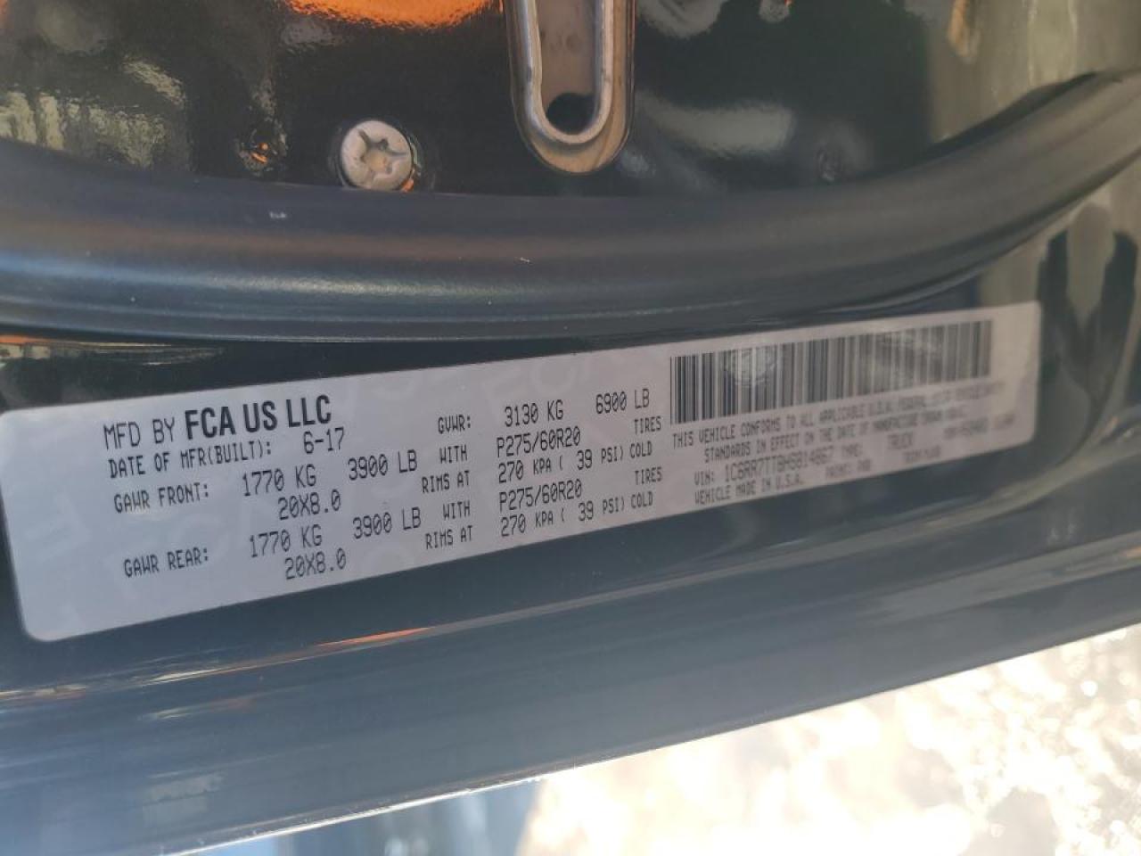 2017 RAM 1500 VIN 1C6RR7TT8HS814867 Copart auction photo, front end / rear end damage thumbnail 12