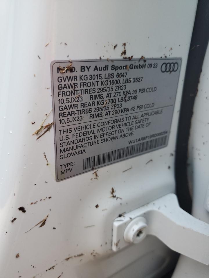 2024 Audi RS Q8 VIN WU1ARBF19RD000254 Copart auction photo, water/flood damage thumbnail 14