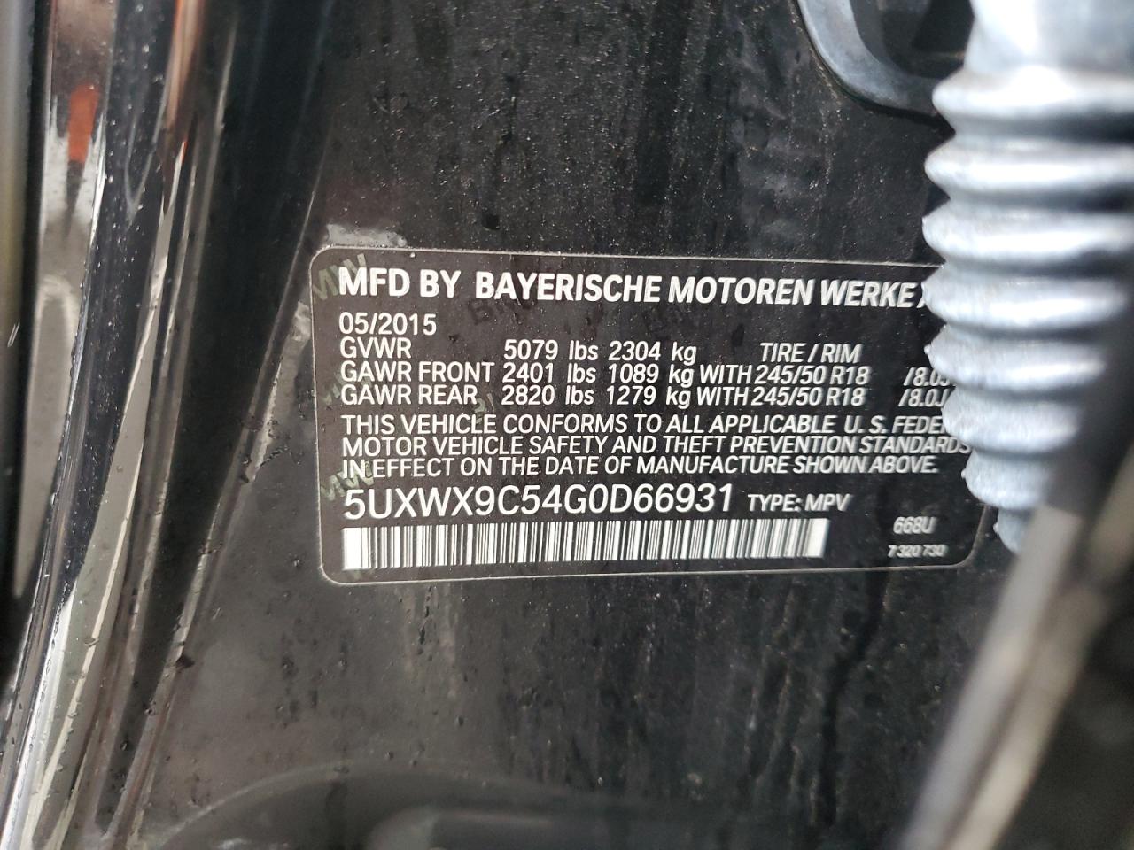 2016 BMW X3 VIN 5UXWX9C54G0D66931 Copart auction photo, mechanical / front end damage thumbnail 13