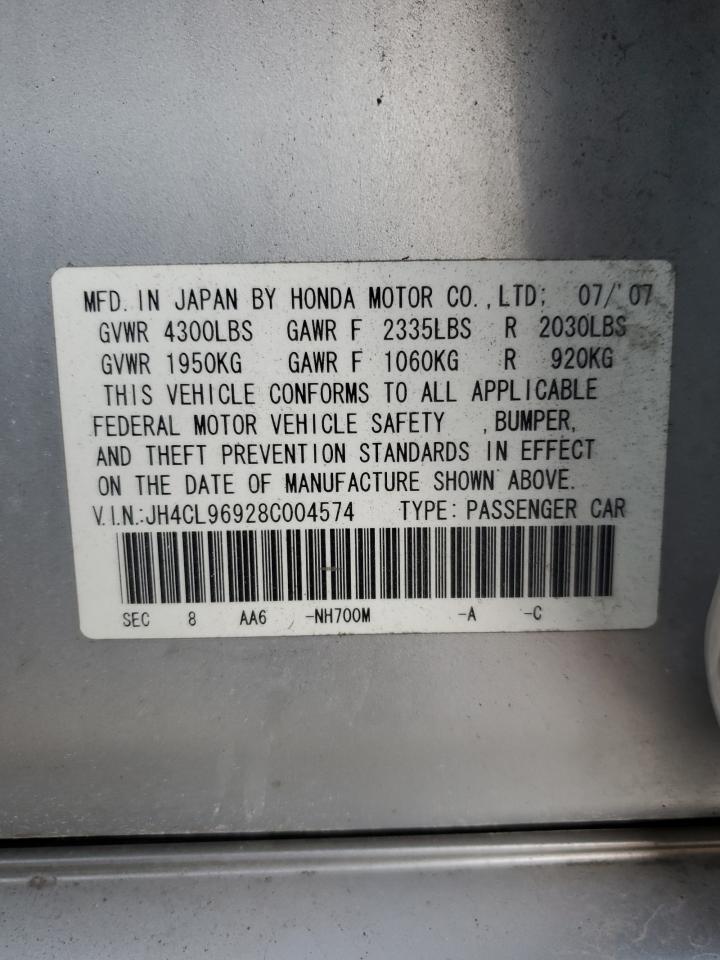 2008 Acura TSX VIN JH4CL96928C004574 Copart auction photo, front end damage thumbnail 12