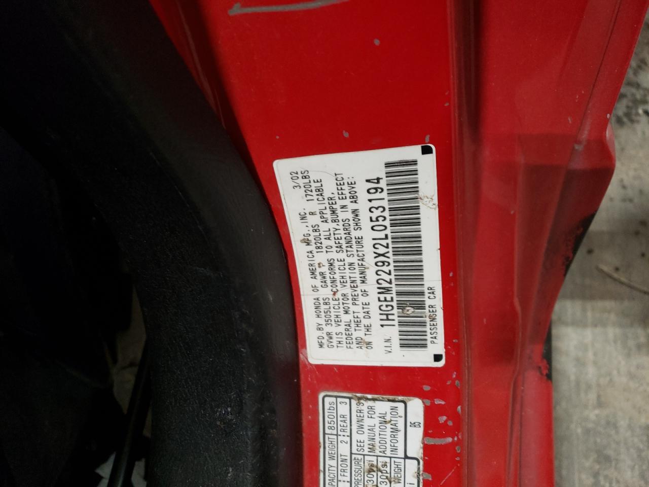 2002 Honda Civic VIN 1HGEM229X2L053194 Copart auction photo, all over damage thumbnail 13