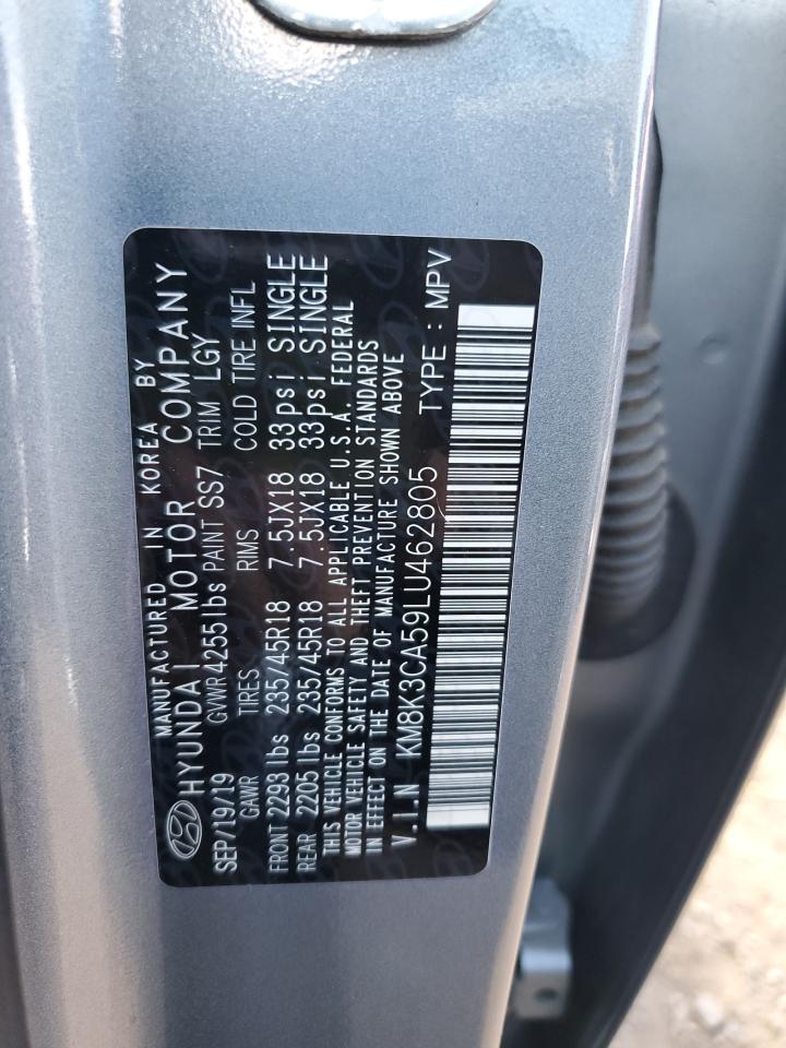 2020 Hyundai Kona VIN KM8K3CA59LU462805 Copart auction photo, water/flood damage thumbnail 13