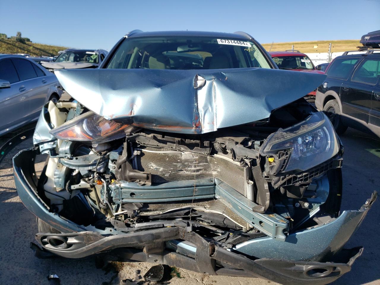 2014 Honda CR-V VIN 2HKRM4H74EH665191 Copart auction photo, front end / undercarriage damage thumbnail 5
