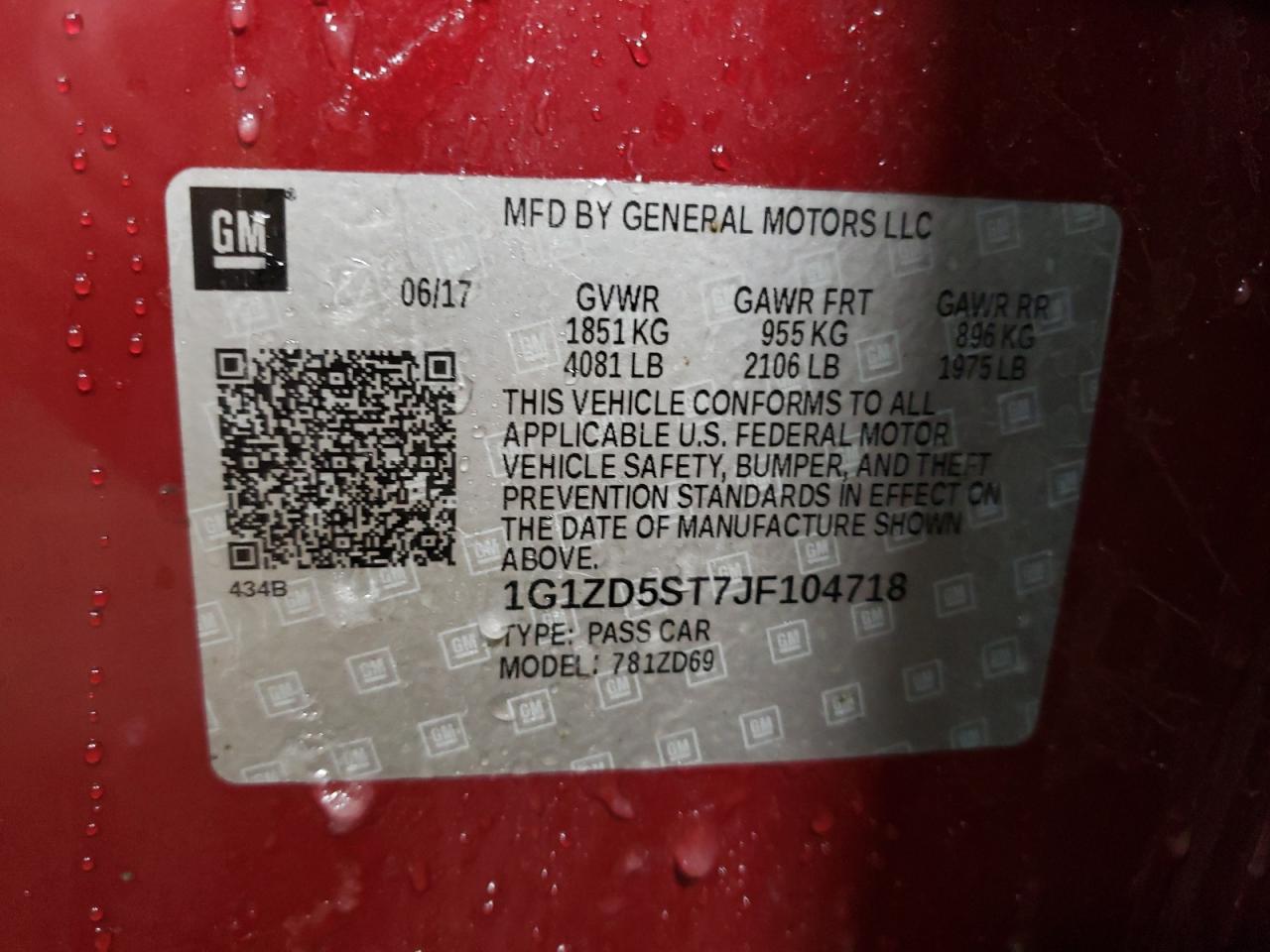 2018 Chevrolet Malibu VIN 1G1ZD5ST7JF104718 Copart auction photo, rear end damage thumbnail 12