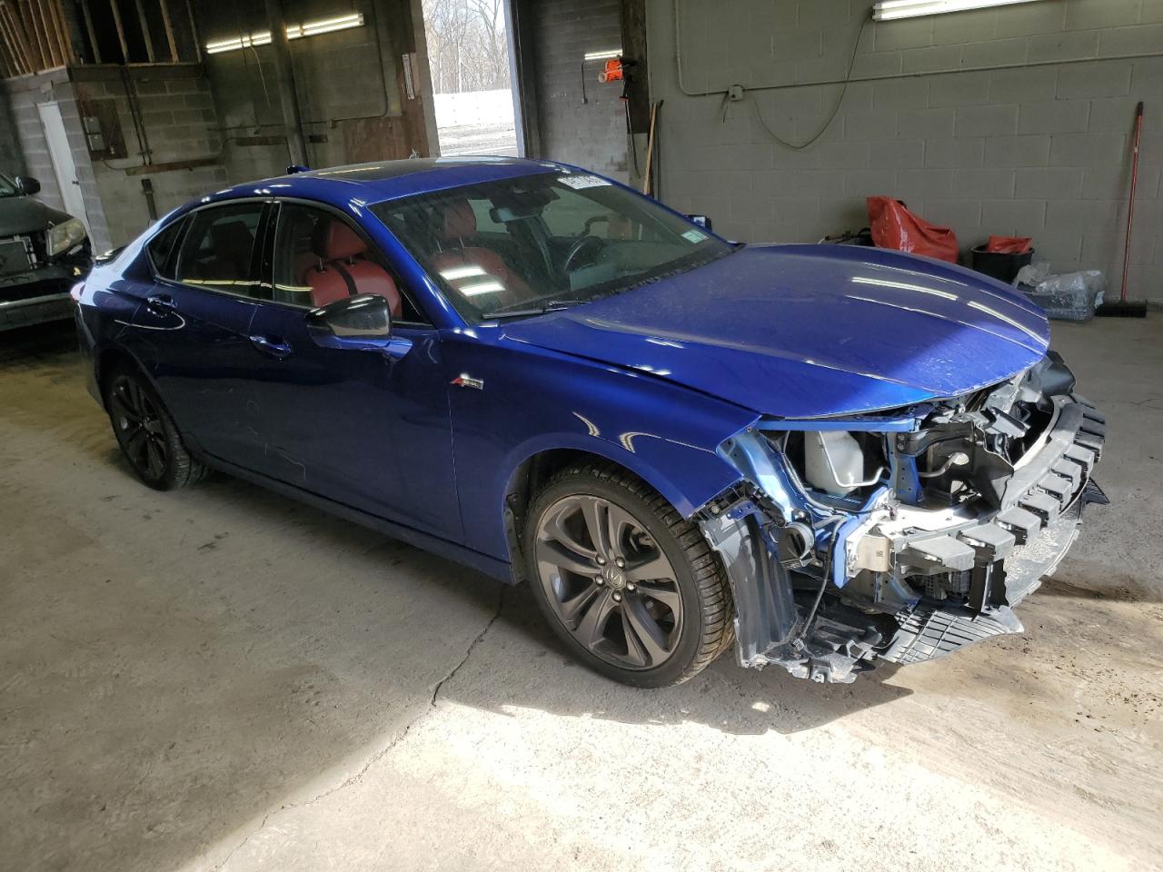 2023 Acura TLX VIN 19UUB6F55PA000373 Copart auction photo, front end / side damage thumbnail 4