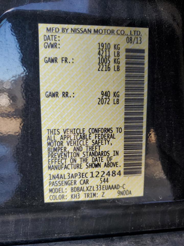 2014 Nissan Altima VIN 1N4AL3AP3EC122484 Copart auction photo, front end damage thumbnail 12