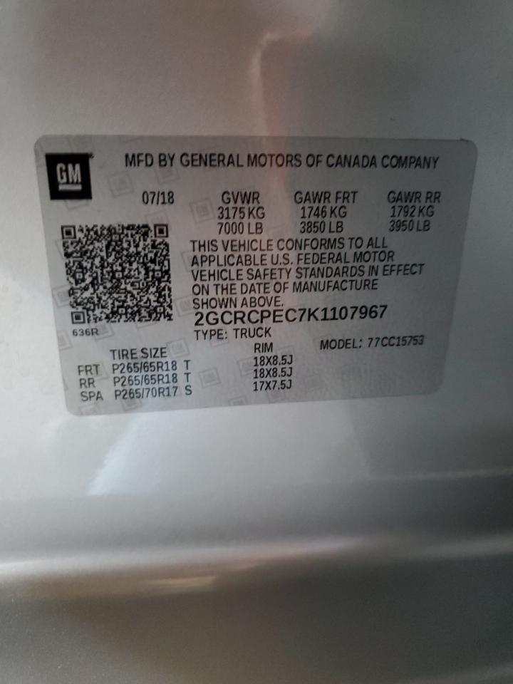 2019 Chevrolet Silverado VIN 2GCRCPEC7K1107967 Copart auction photo, front end damage thumbnail 14