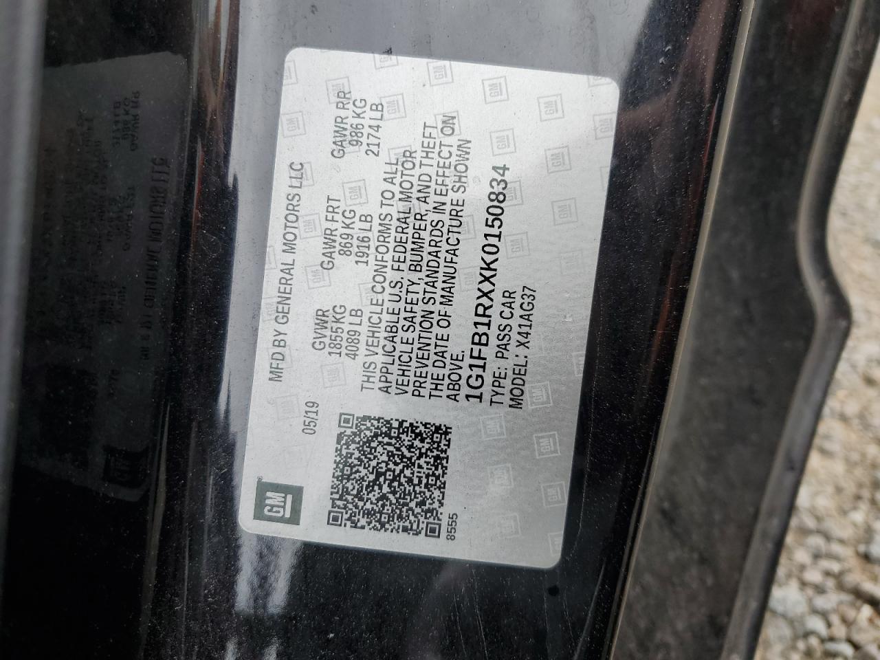 2019 Chevrolet Camaro VIN 1G1FB1RXXK0150834 Copart auction photo, front end / undercarriage damage thumbnail 12