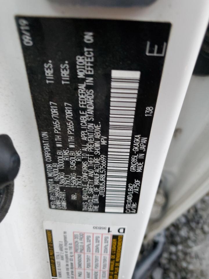 2020 Toyota 4Runner VIN JTEBU5JR8L5756699 Copart auction photo, front end damage thumbnail 12