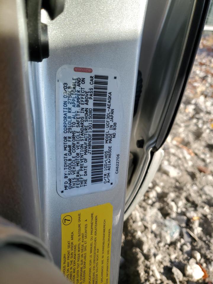 2003 Lexus LS VIN JTHBN30F130115080 Copart auction photo, front end damage thumbnail 12