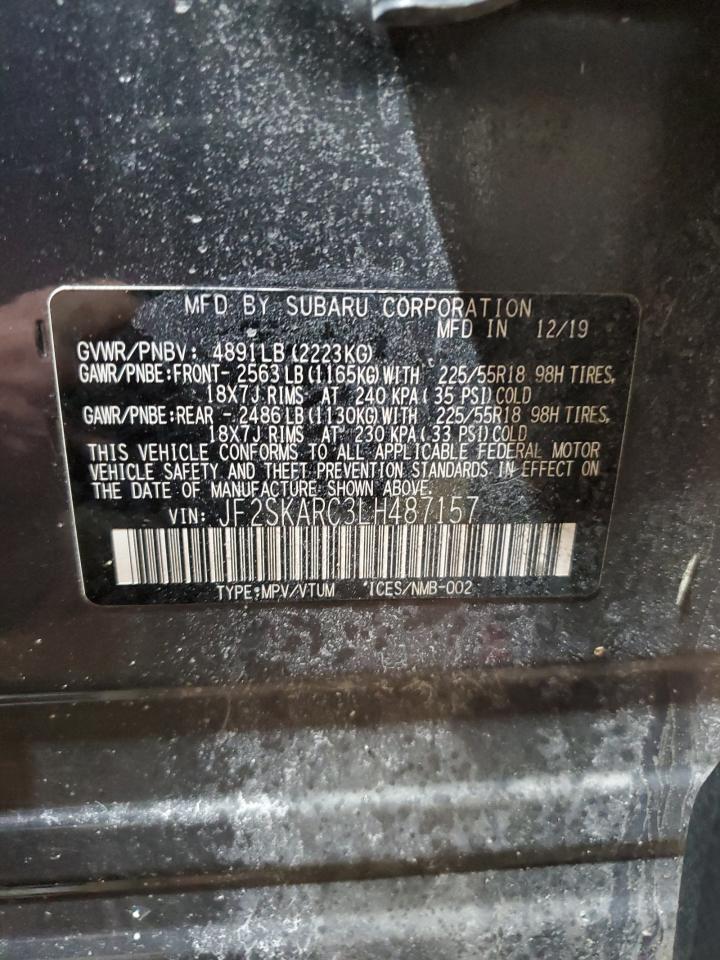 2020 Subaru Forester VIN JF2SKARC3LH487157 Copart auction photo, all over damage thumbnail 14
