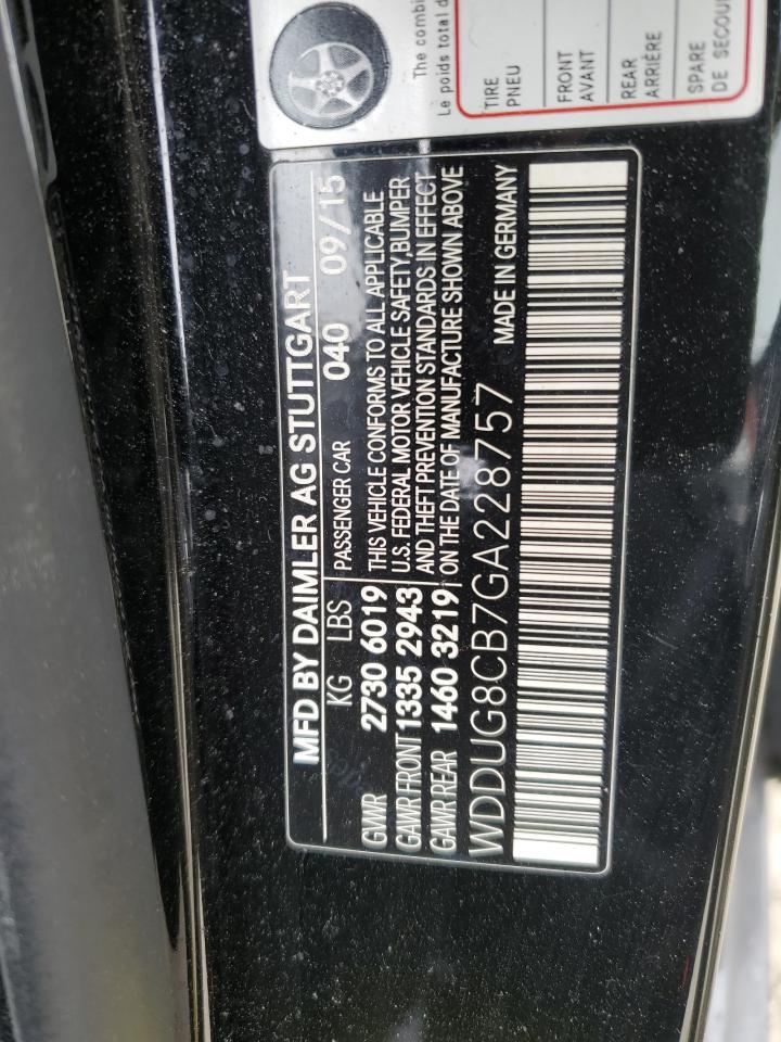 2016 Mercedes-Benz S-klasse VIN WDDUG8CB7GA228757 Copart auction photo, rear end / front end damage thumbnail 13