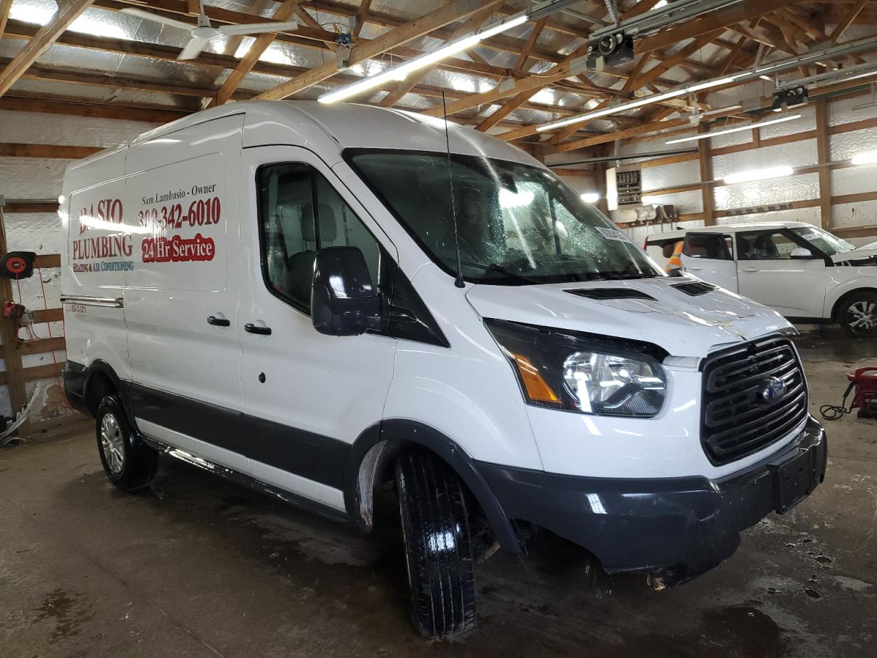 2015 Ford Transit VIN 1FTNR1CM5FKA52415 Copart auction photo, front end / side damage thumbnail 4