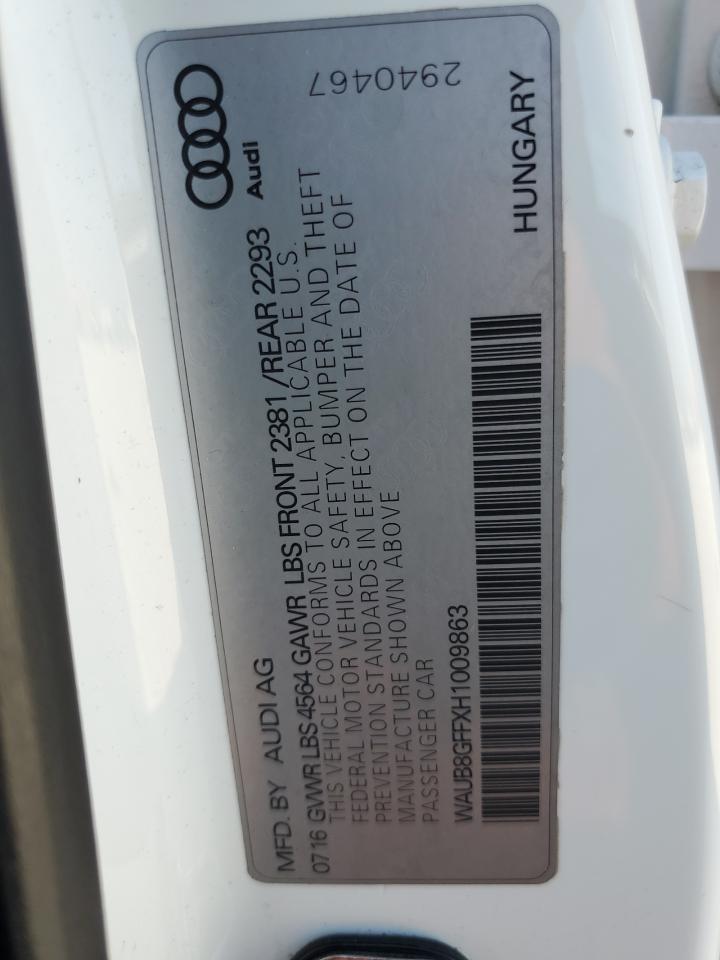 2017 Audi A3 VIN WAUB8GFFXH1009863 Copart auction photo, front end / side damage thumbnail 12