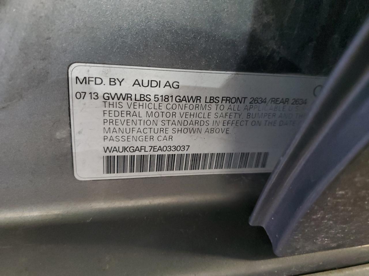 2014 Audi RS4 VIN WAUKGAFL7EA033037 Copart auction photo, front end / side damage thumbnail 12