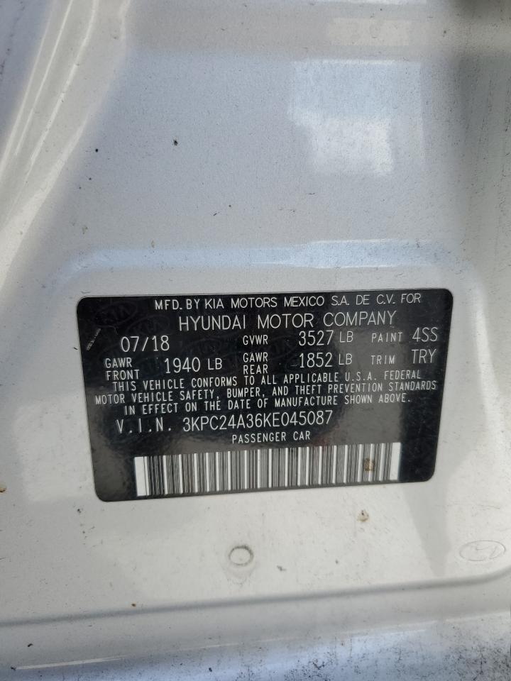 2019 Hyundai Accent VIN 3KPC24A36KE045087 Copart auction photo, front end / side damage thumbnail 14