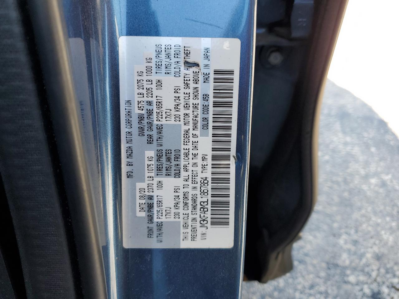 2020 Mazda CX-5 VIN JM3KFABM3L1867864 Copart auction photo, front end damage thumbnail 13