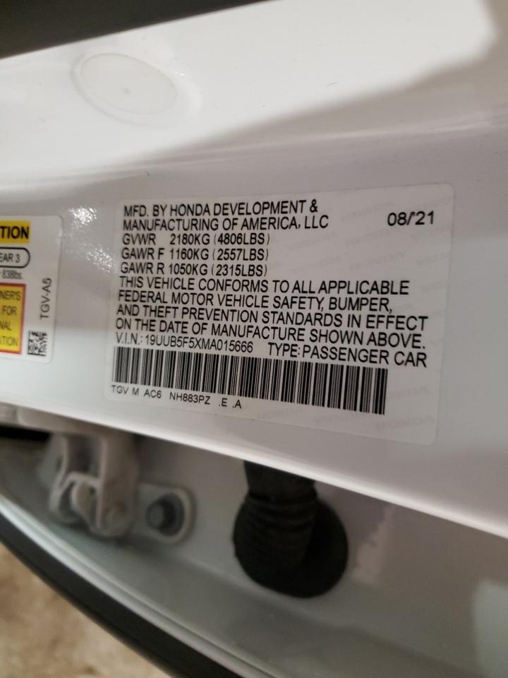 2021 Acura TLX VIN 19UUB5F5XMA015666 Copart auction photo, front end / side damage thumbnail 12