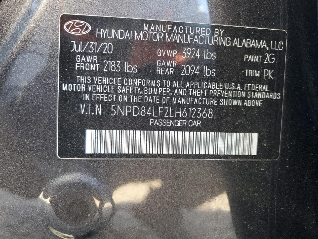 2020 Hyundai Elantra VIN 5NPD84LF2LH612368 Copart auction photo, front end damage thumbnail 13