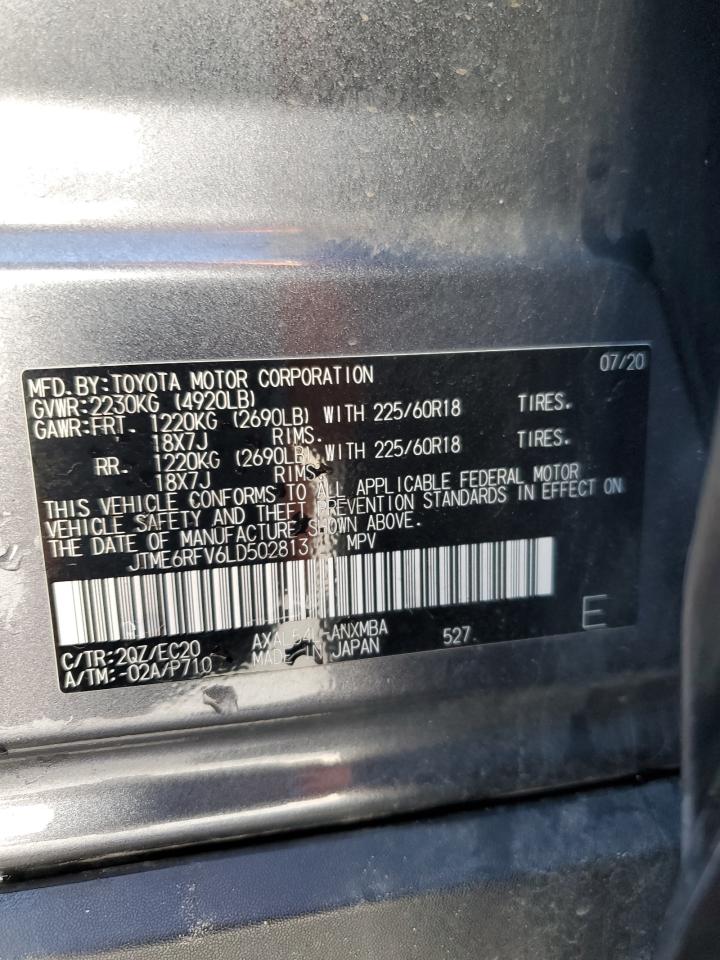 2020 Toyota RAV 4 VIN JTME6RFV6LD502813 Copart auction photo, front end / side damage thumbnail 14
