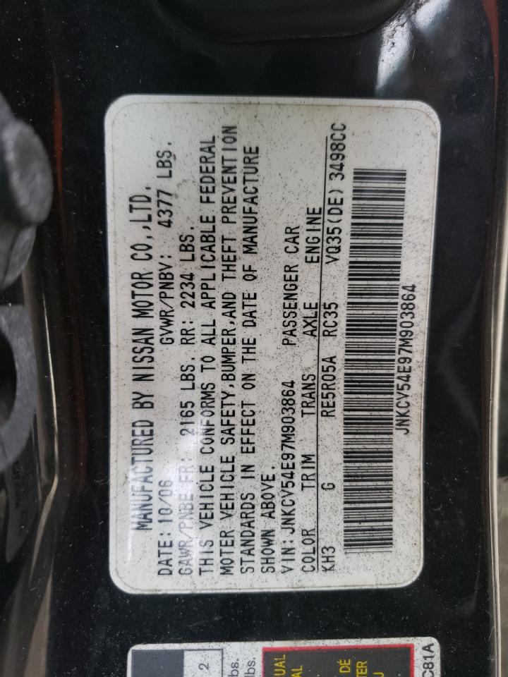 2007 Infiniti G VIN JNKCV54E97M903864 Copart auction photo, front end damage thumbnail 12