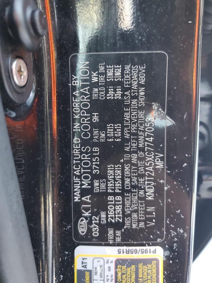 2012 KIA Soul VIN KNDJT2A5XC7747053 Copart auction photo, front end damage thumbnail 12